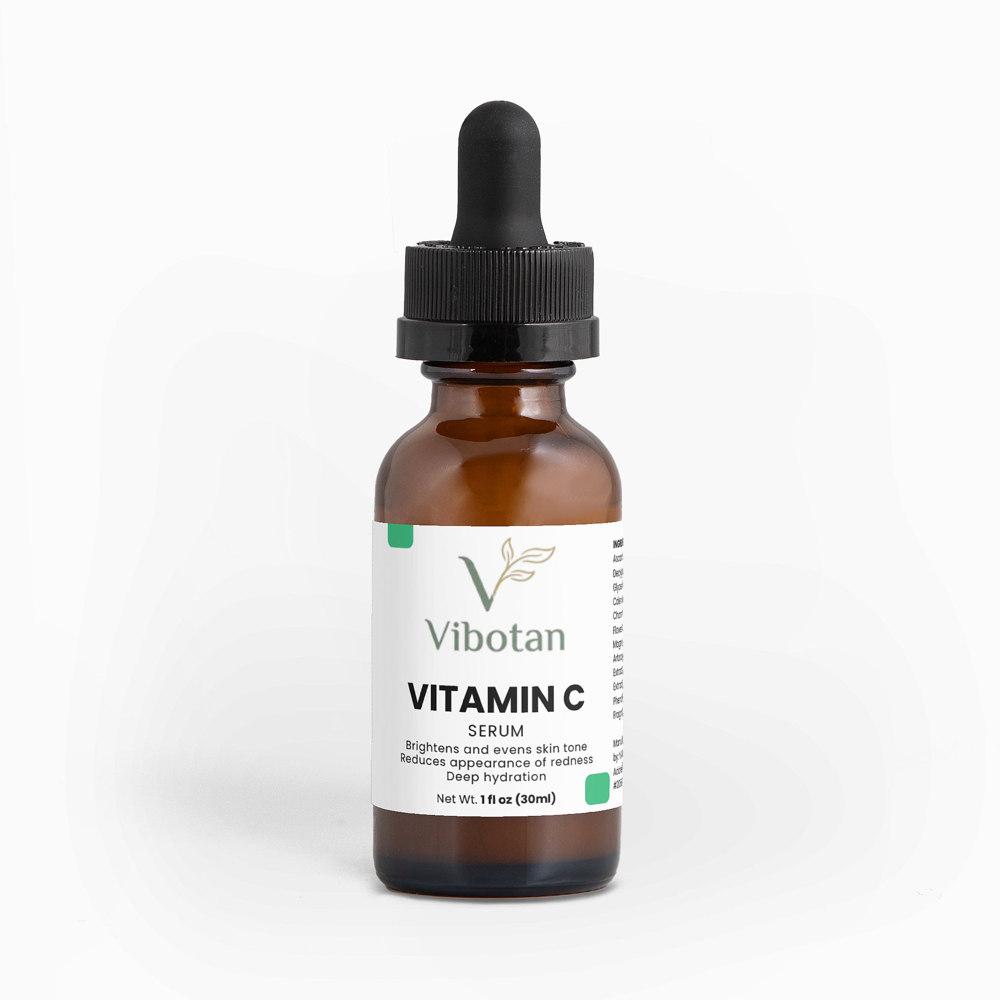 Vitamin C serum bottle with dropper labeled 'VitalDaily' on a white background