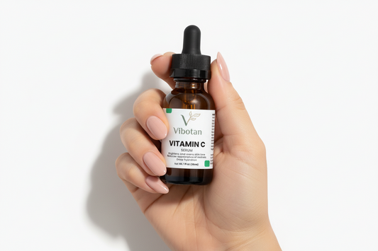 Vitamin C serum bottle with dropper labeled 'VitalDaily' on a white background