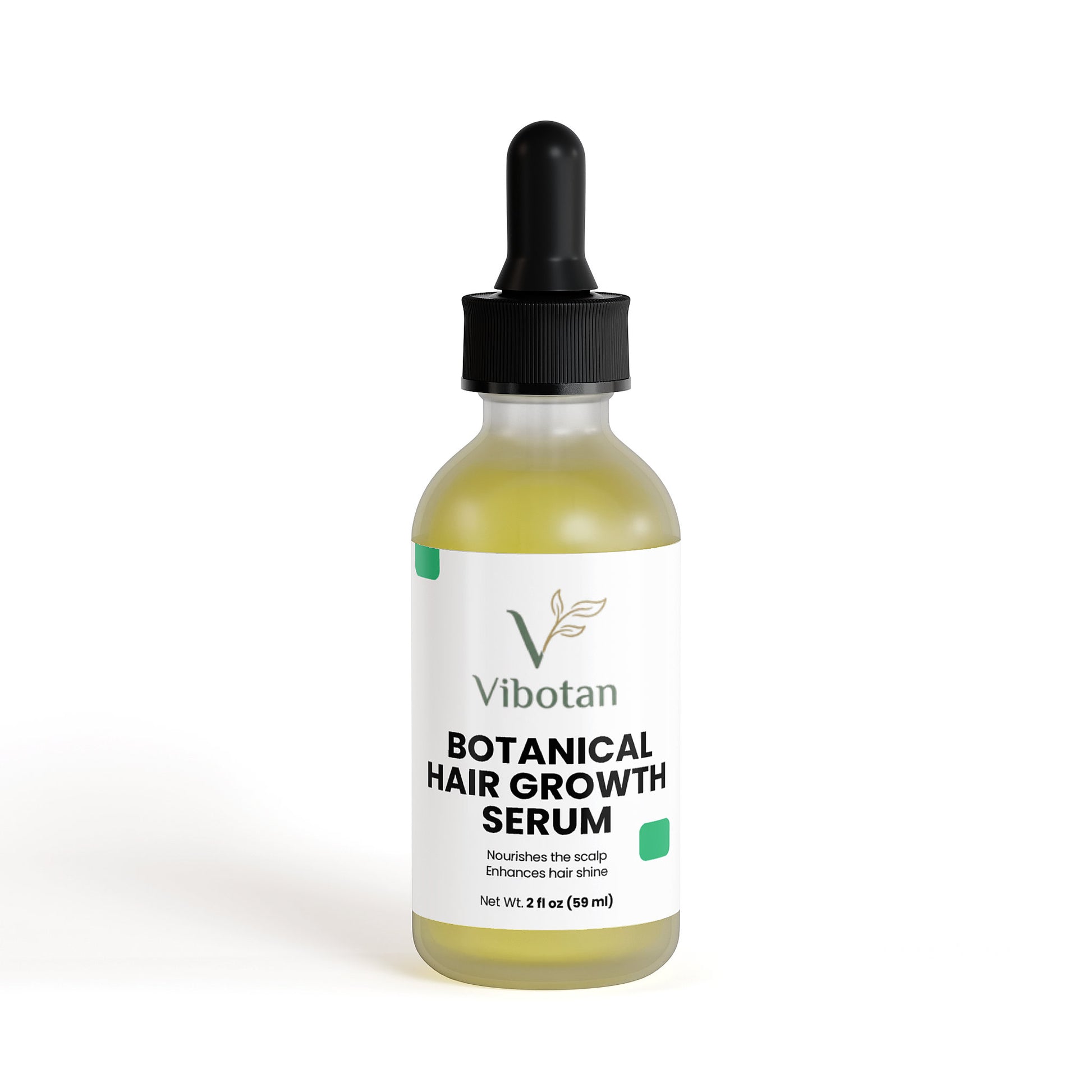 Vibotan botanical hair growth serum bottle with dropper on a white background