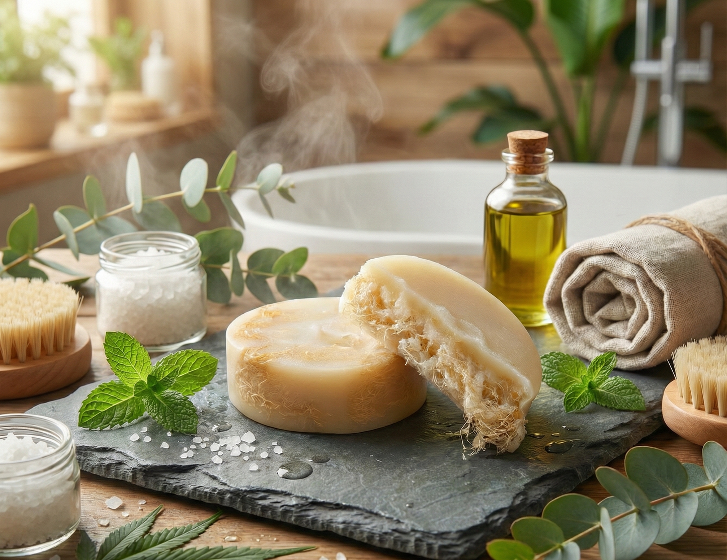 Handmade Exfoliating Hemp and Luffa Bar Soap 4 oz