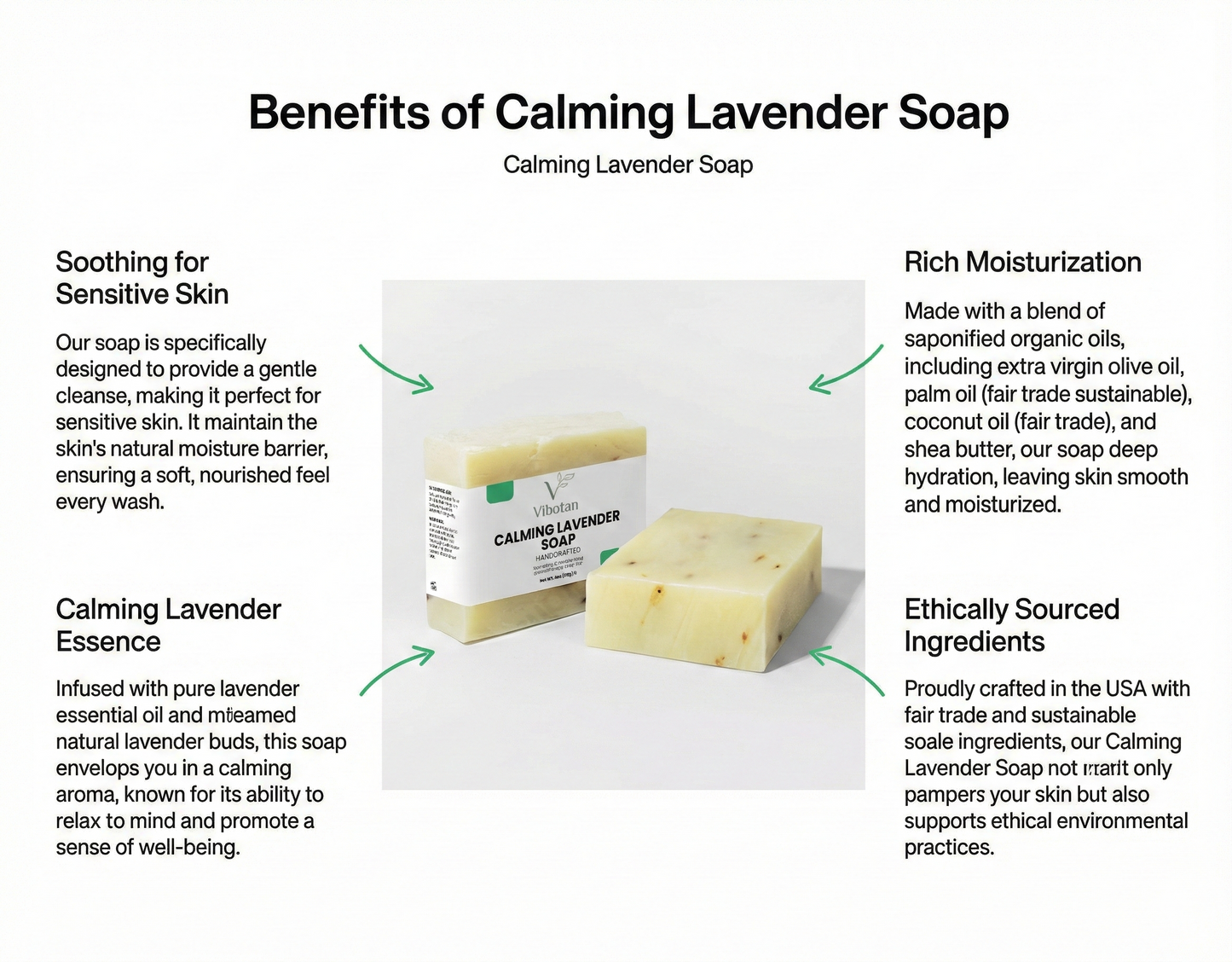 Calming Lavender Soap Bar With Organic Oils 4 oz